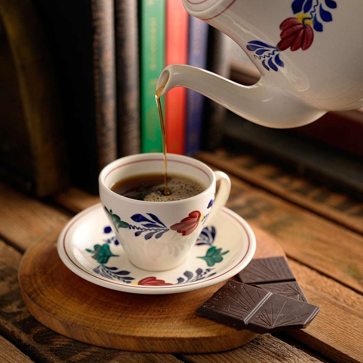 比利時Boch手繪Boerenbont “Audrey"茶杯/咖啡杯組
