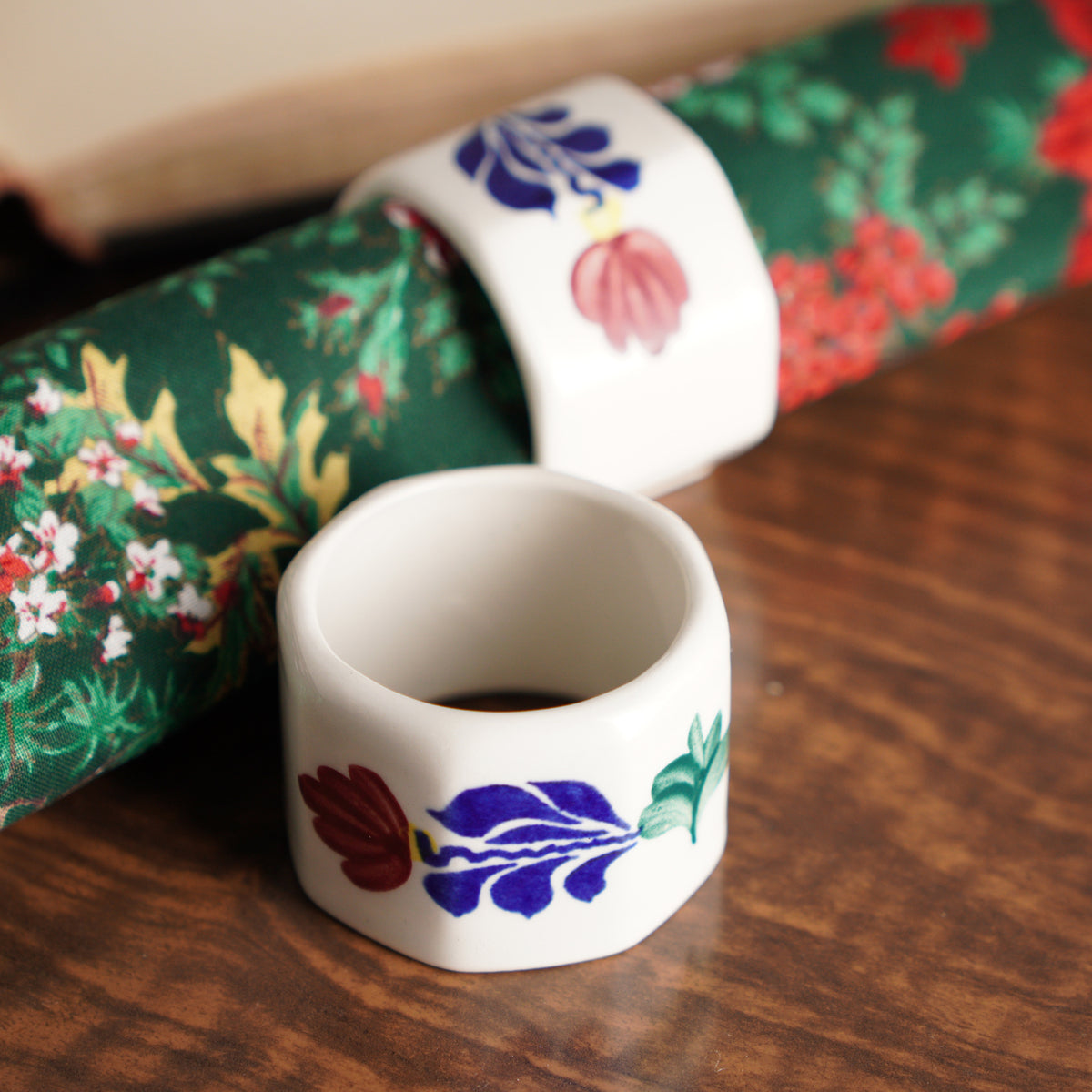比利時Boch "Boerenbont"風格手繪餐巾環2入組