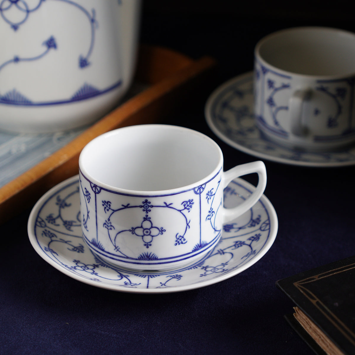 東德Jäger唐草紋Blau Saks茶杯組