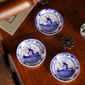 荷蘭Delft Blue風格手繪風車迷你盤3件組