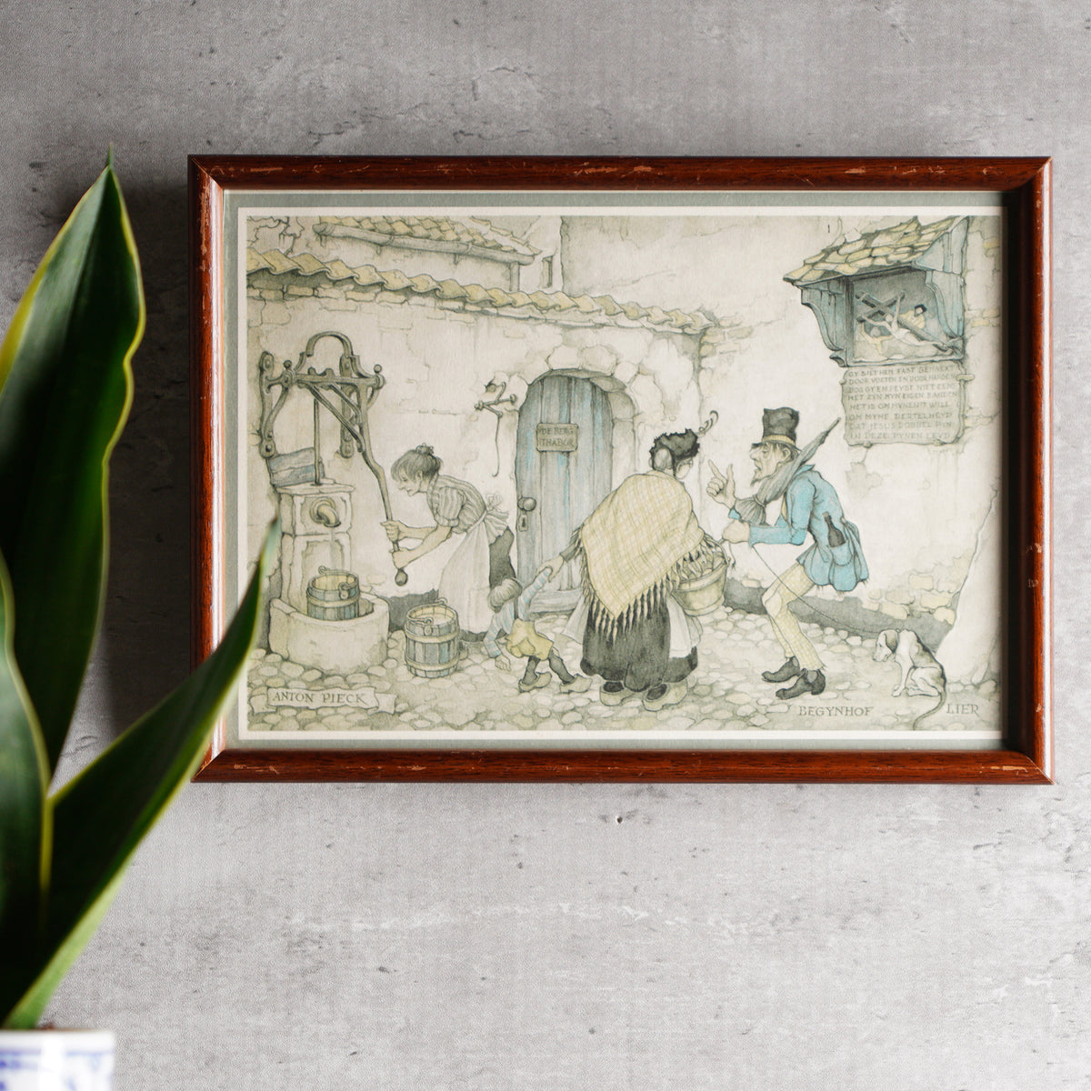 荷蘭Anton Pieck"貝居安會院的一隅"掛畫