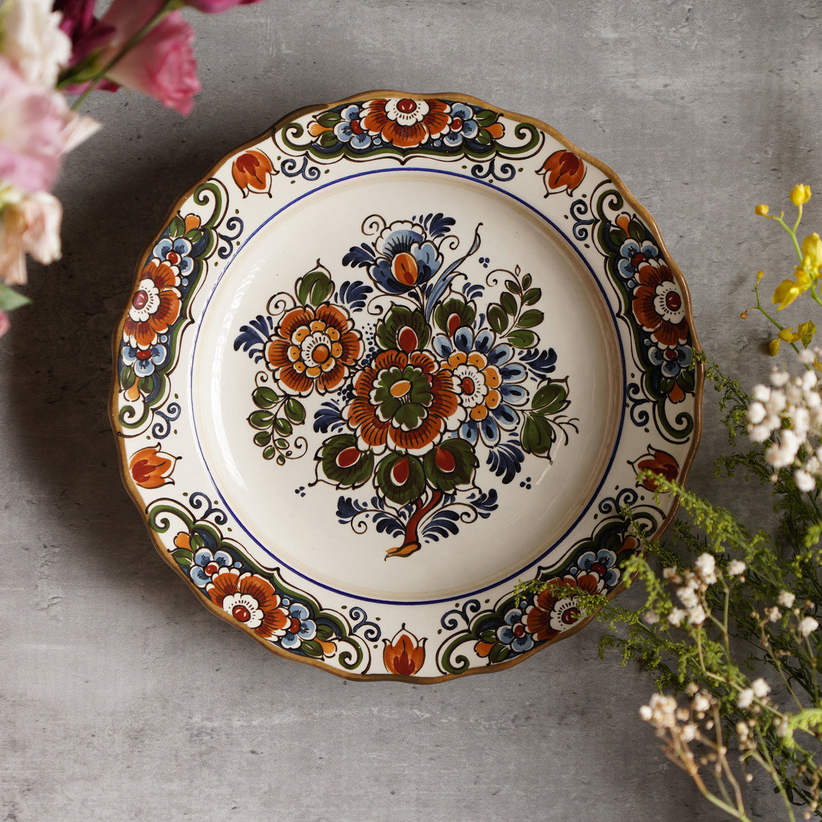 荷蘭Flora Keramiek "Delft"風格彩花展示掛盤