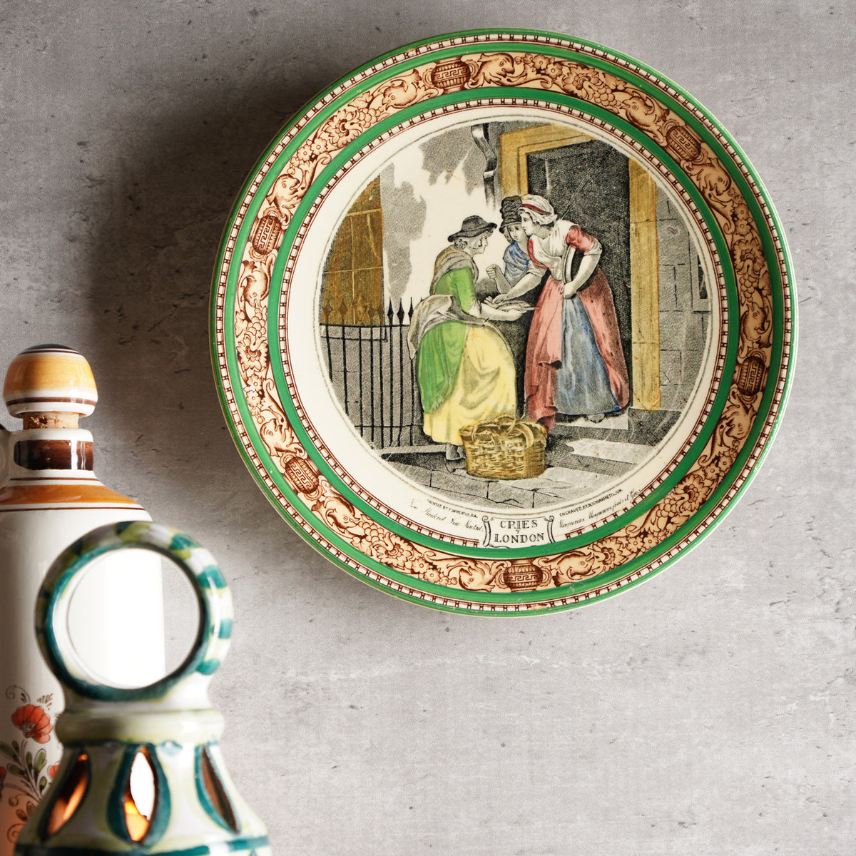 英國Adams Pottery"倫敦的呼喊"古董展示掛盤