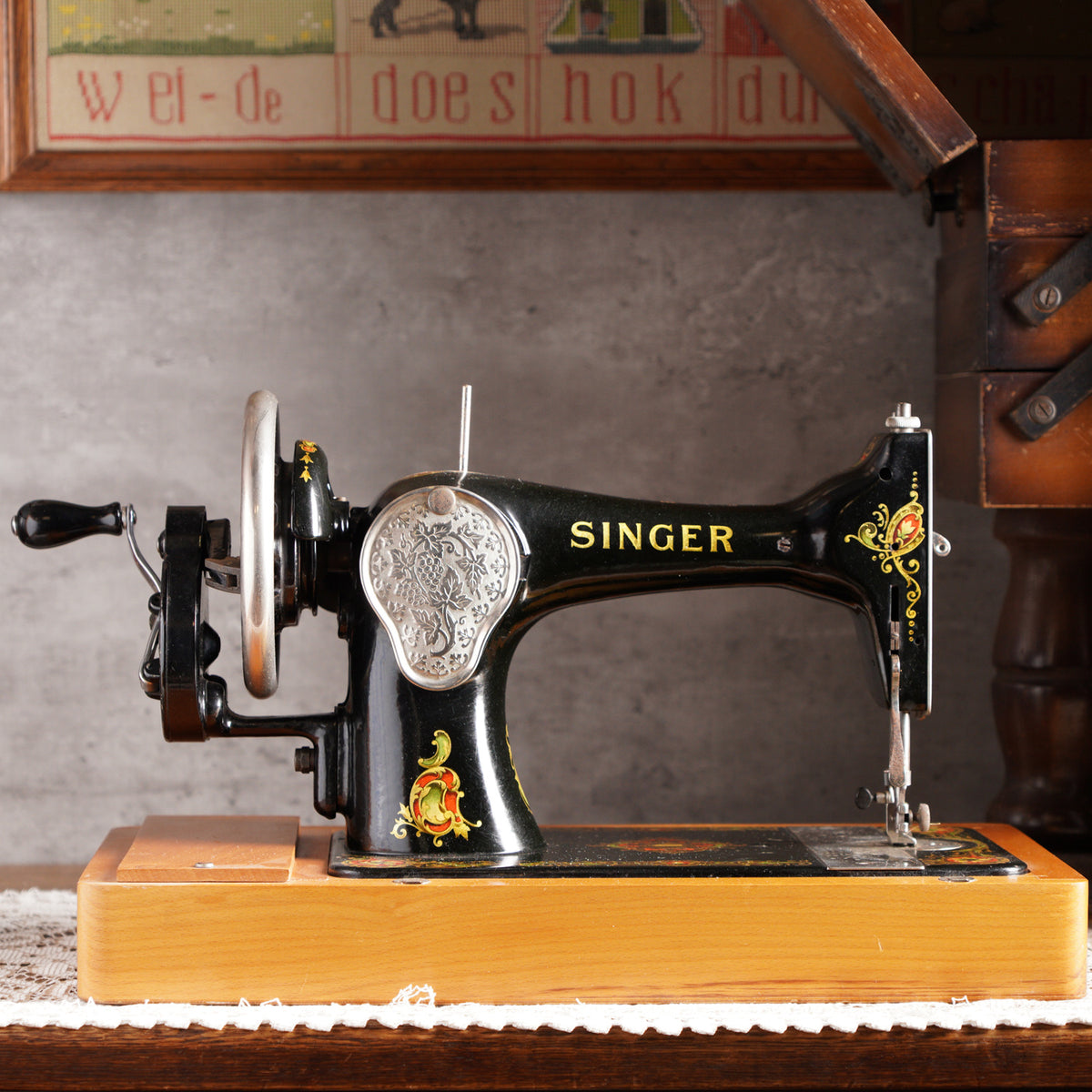 1938年Singer 128K手搖古董縫紉機