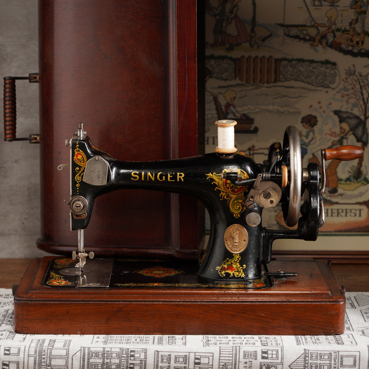 1925年Singer128K古董手搖縫紉機