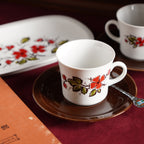 1960德國舒曼Schumann紅花對杯托盤組