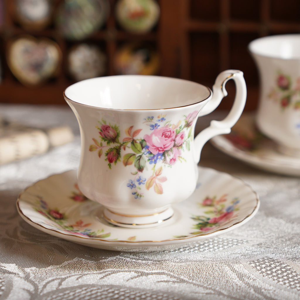 英國名瓷Royal Albert "Moss Rose"系列22k金骨瓷杯組