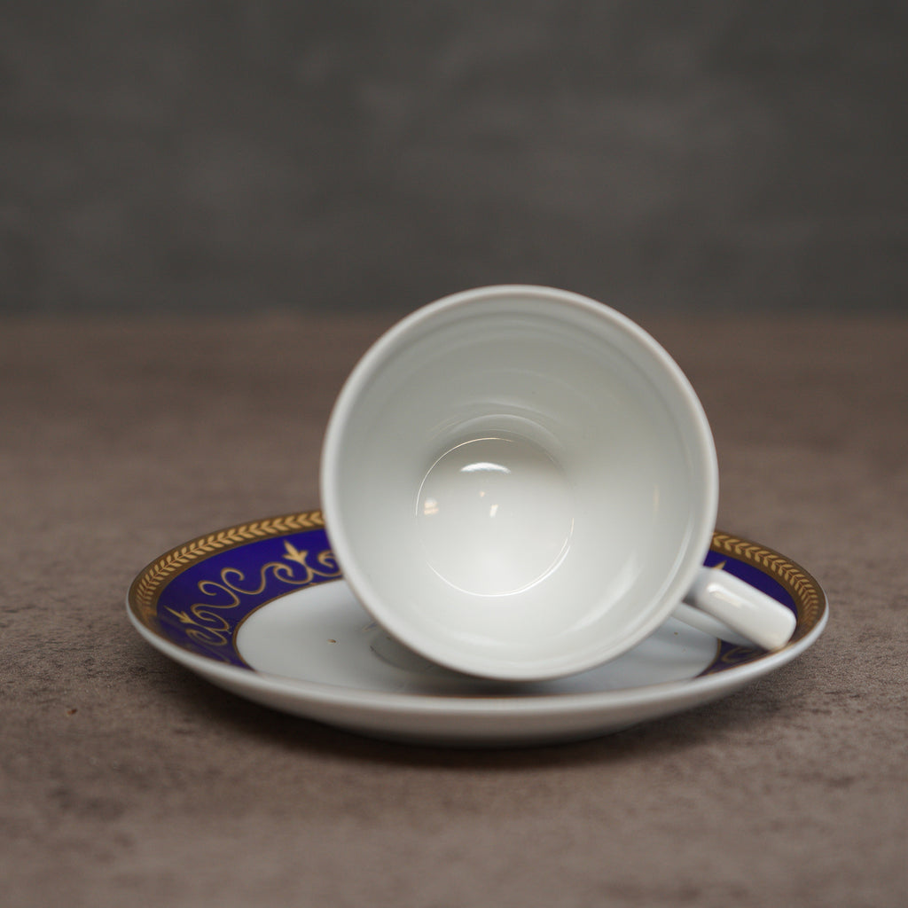 德國Kahla經典藍白金紋茶杯/咖啡杯組
