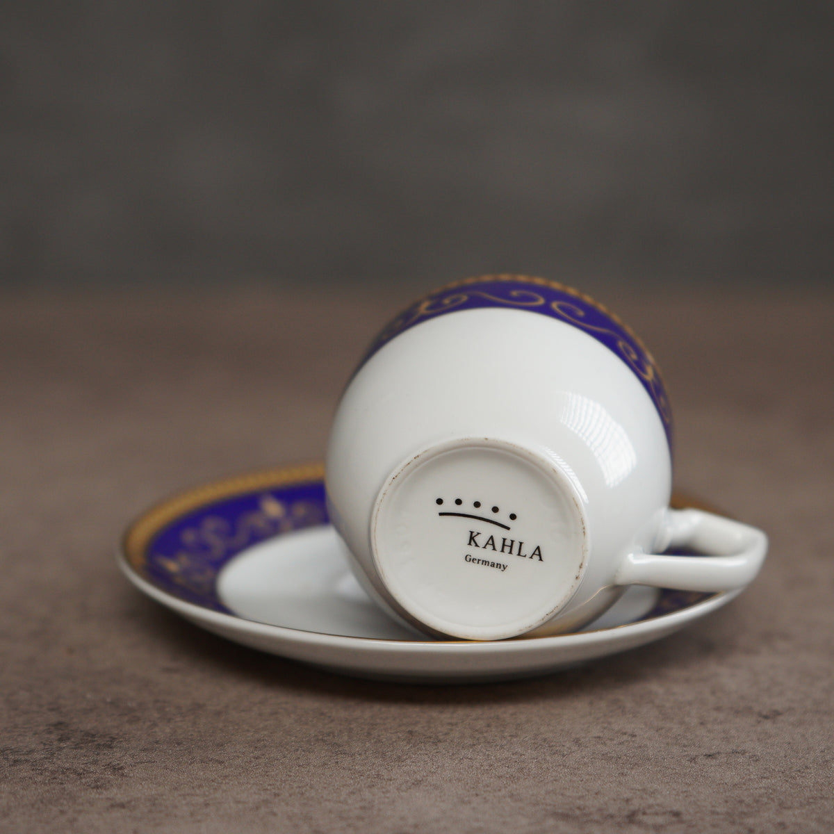 德國Kahla經典藍白金紋茶杯/咖啡杯組