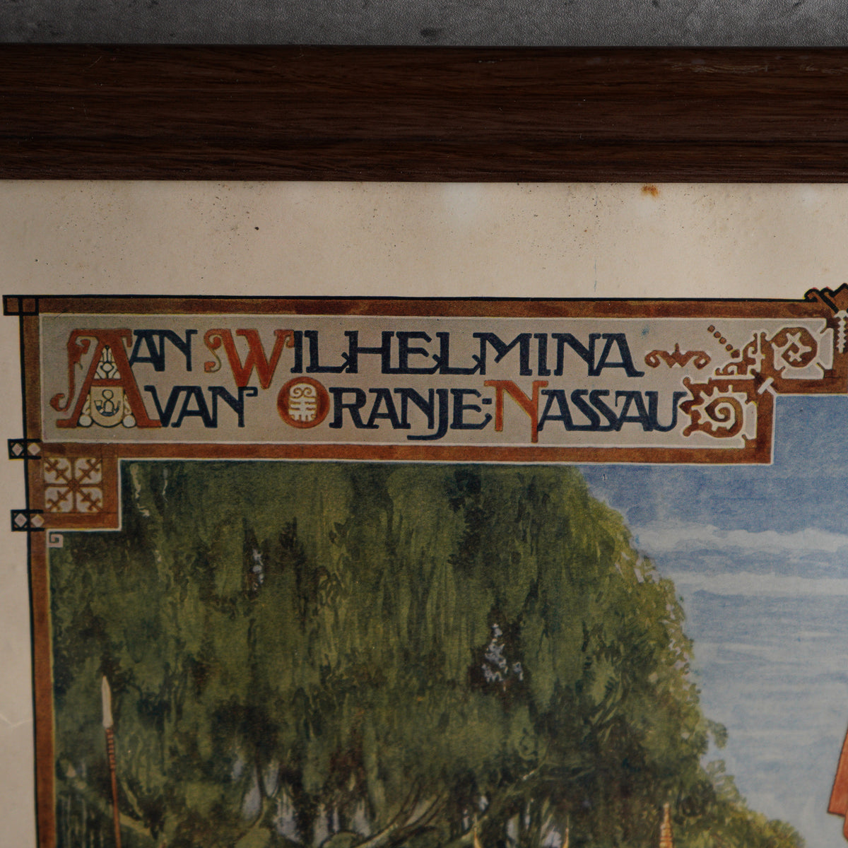 1923荷蘭Wilhelmina威廉明娜女王50週年登基紀念古董版畫
