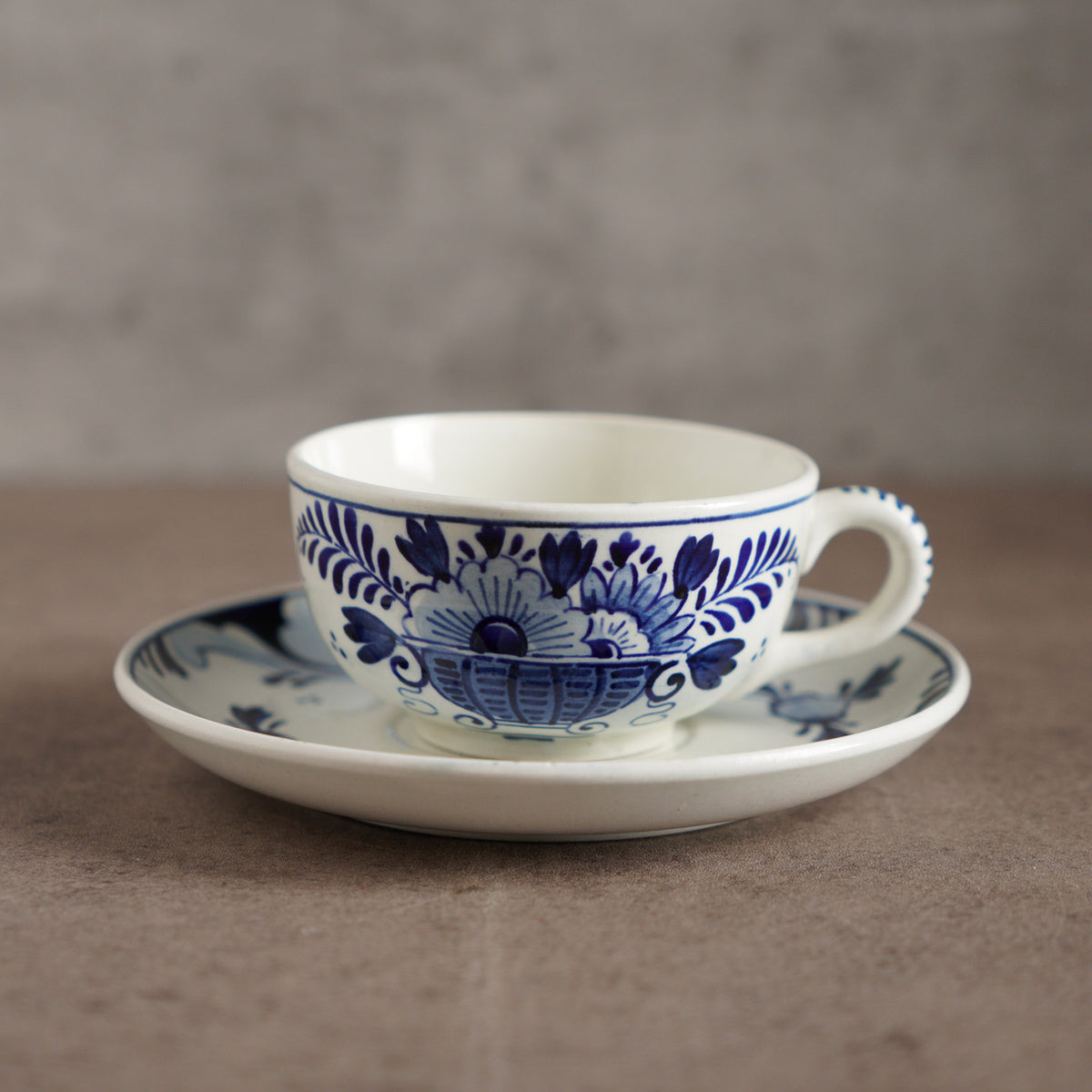 荷蘭Delft Blue風格手繪鬱金香雙人古董茶具組