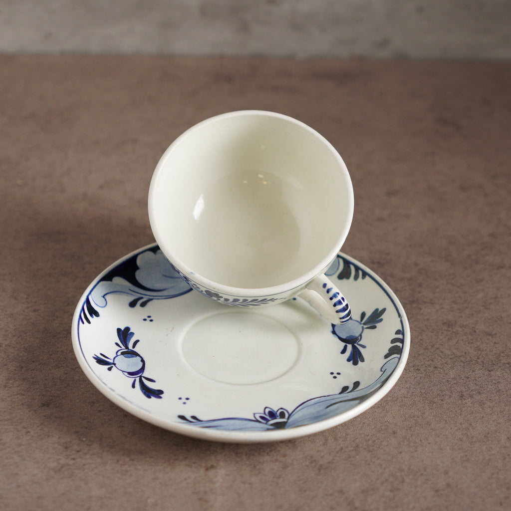 荷蘭Delft Blue風格手繪鬱金香雙人古董茶具組