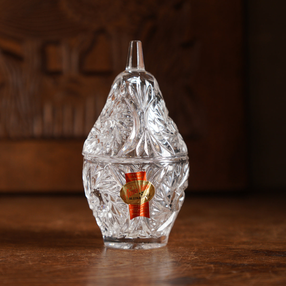 德國Anna Hütte手工切割梨形24%鉛水晶飾品盒