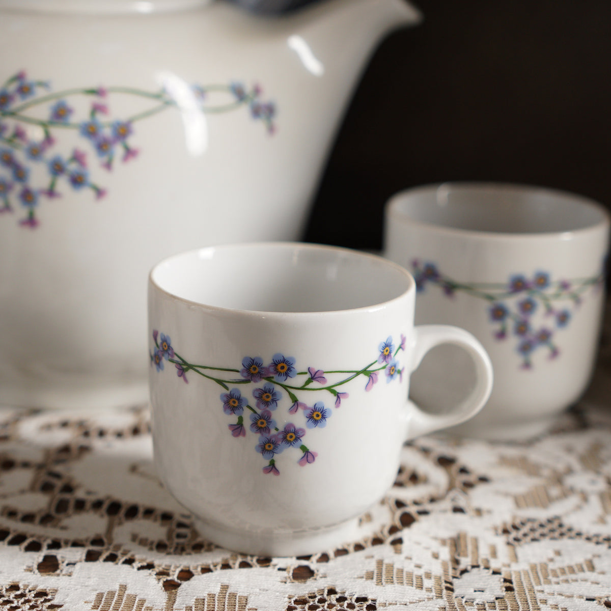 1970匈牙利Alföldi"勿忘我"雙人茶具組/茶杯