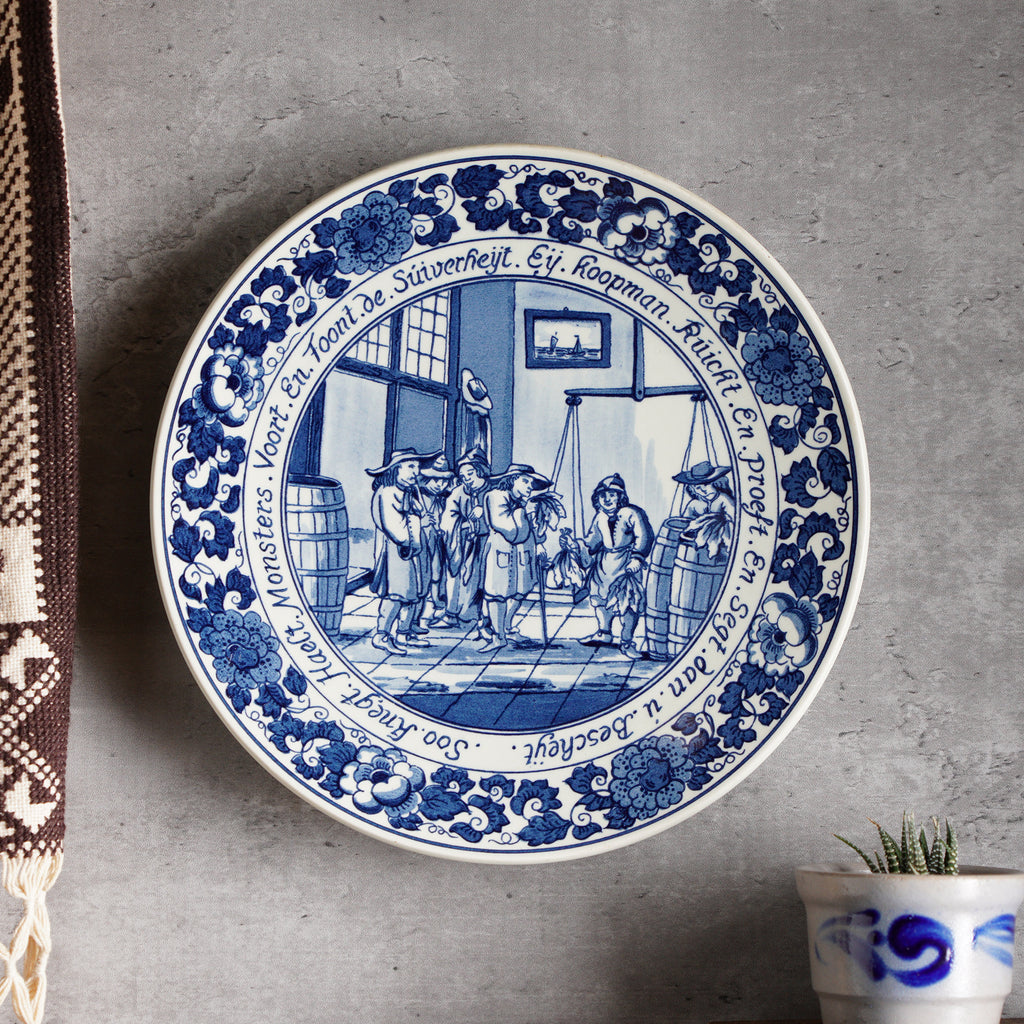 荷蘭Delft Blue風格"菸草商"展示掛盤