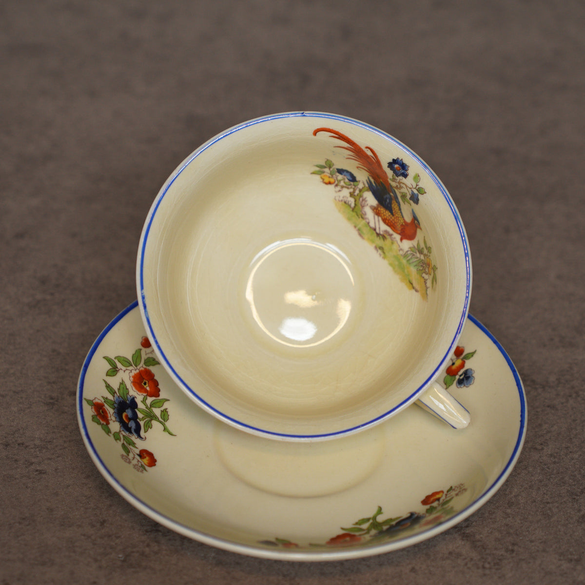 英國New Hall Pottery"天堂鳥"古董杯組
