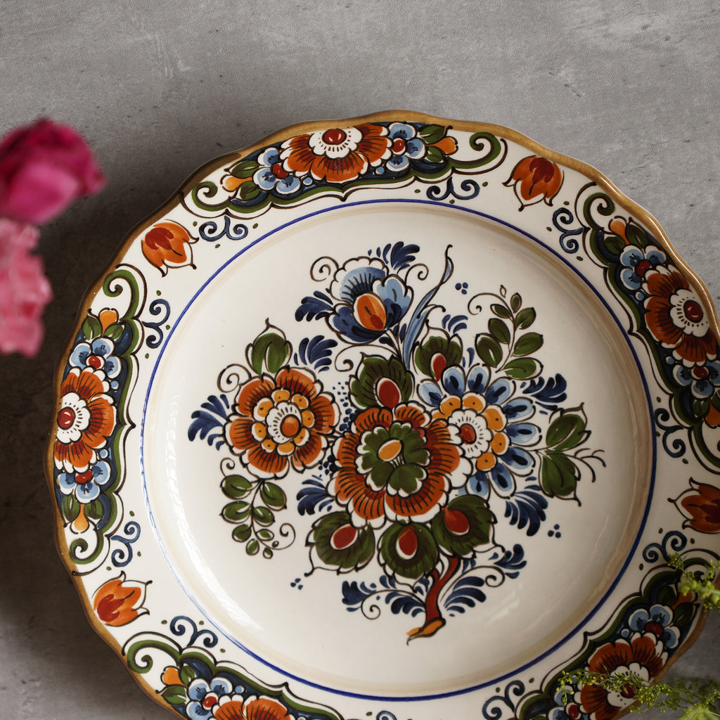 荷蘭Flora Keramiek "Delft"風格彩花展示掛盤