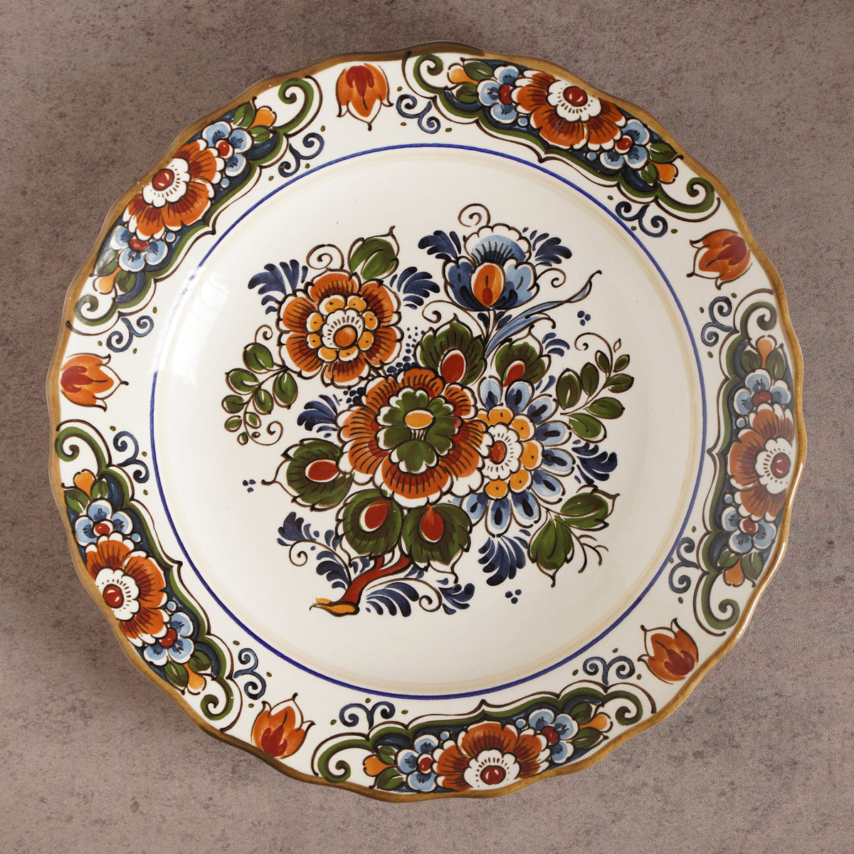 荷蘭Flora Keramiek "Delft"風格彩花展示掛盤