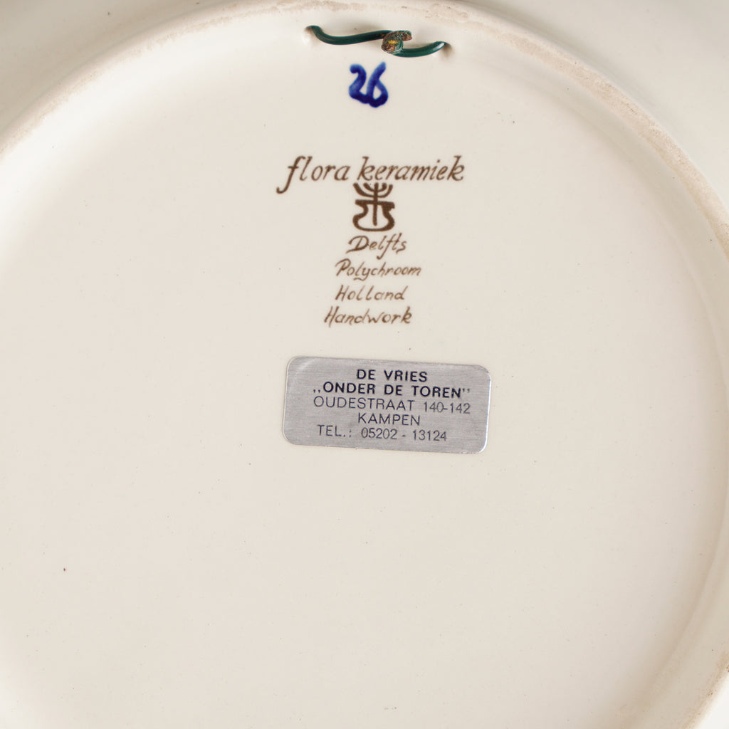 荷蘭Flora Keramiek "Delft"風格彩花展示掛盤