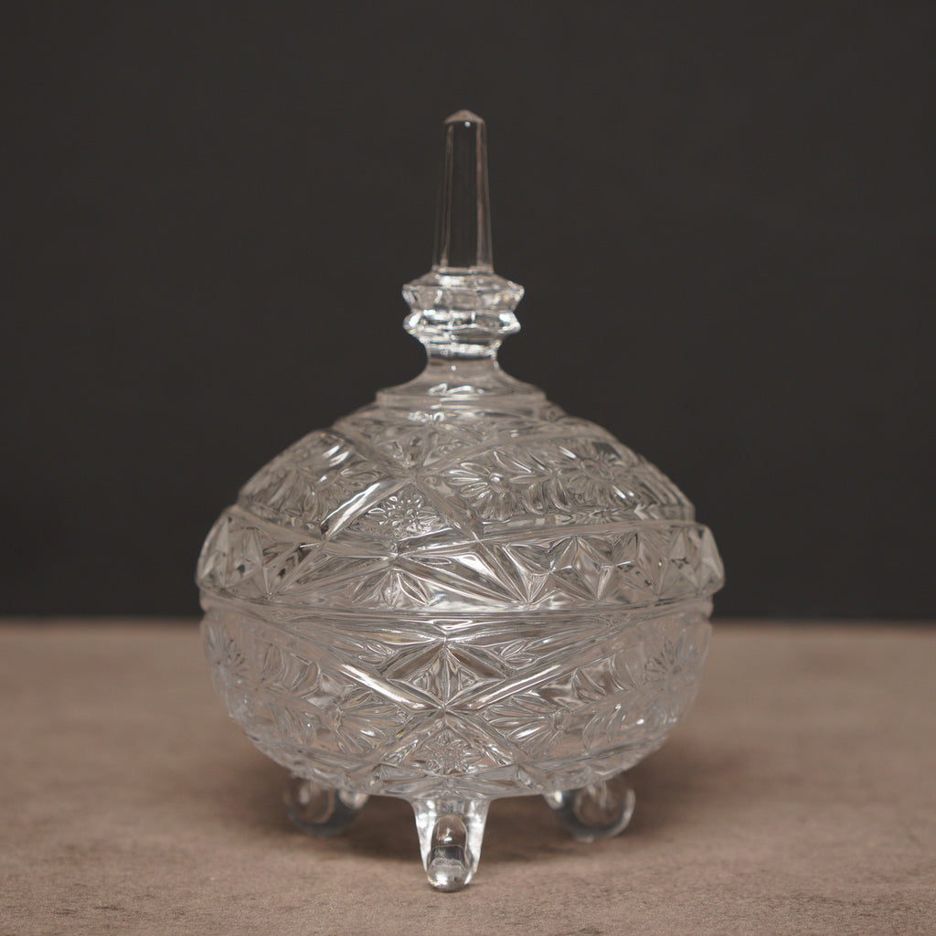 1960德國Anna Hutte "Art Deco風格"高腳水晶碗/飾品盒