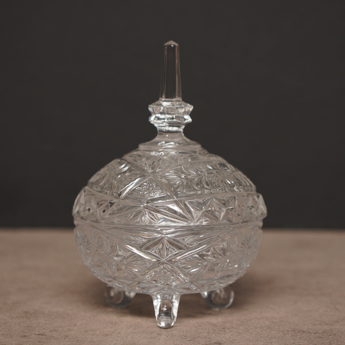 1960德國Anna Hutte "Art Deco風格"高腳水晶碗/飾品盒