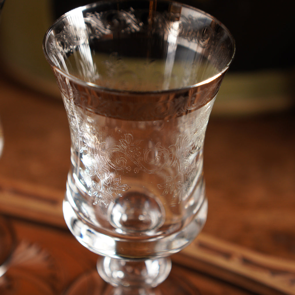 1950義大利Murano鉑金鑲邊手工酒杯