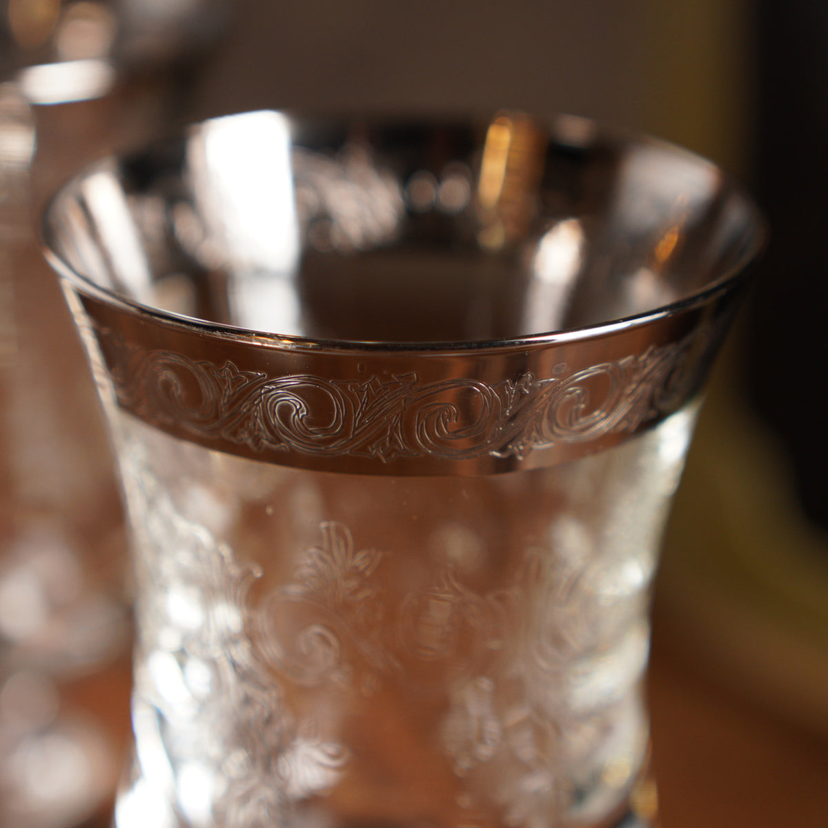 1950義大利Murano鉑金鑲邊手工酒杯