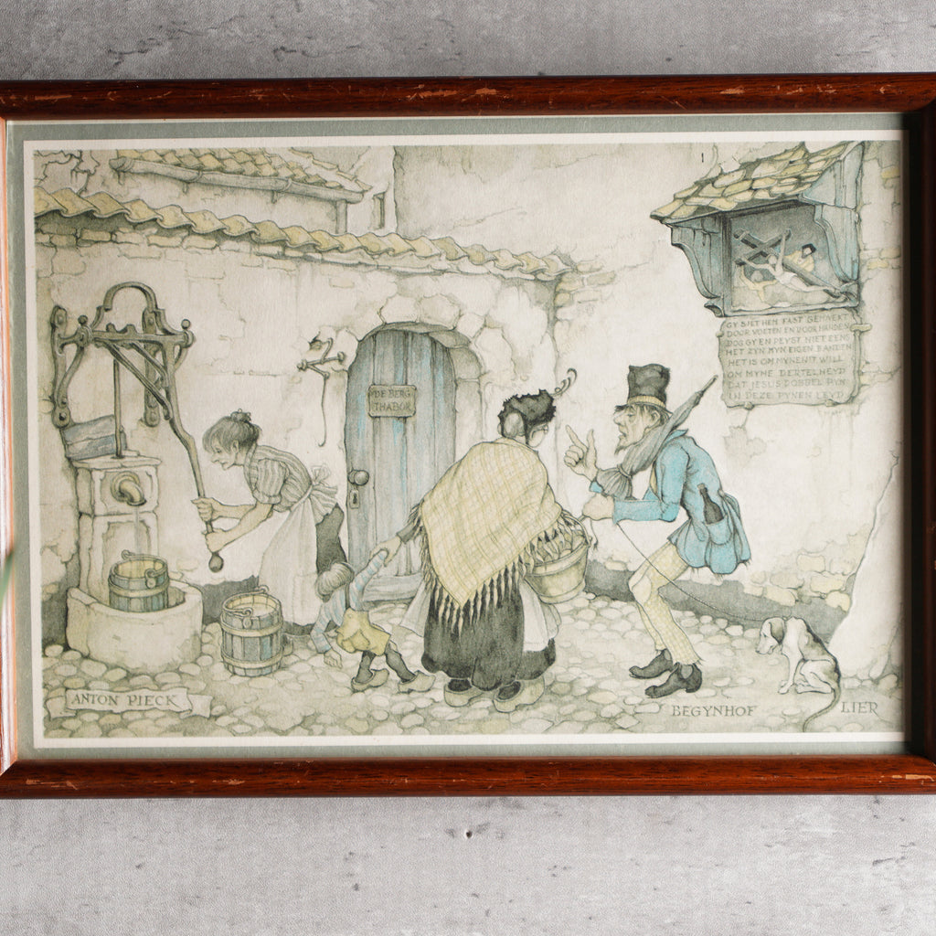 荷蘭Anton Pieck"貝居安會院的一隅"掛畫