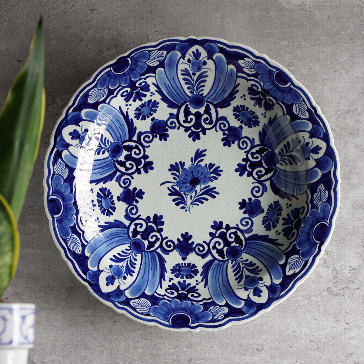 1930荷蘭De Porceleyne Fles正統Delft Blue手繪掛盤