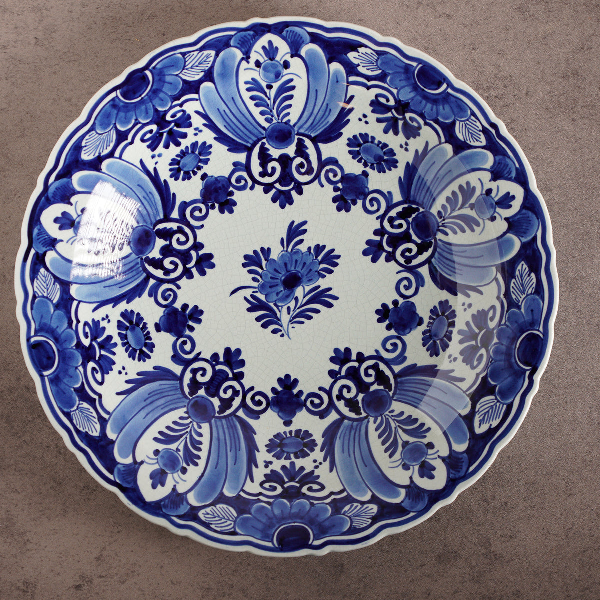 1930荷蘭De Porceleyne Fles正統Delft Blue手繪掛盤