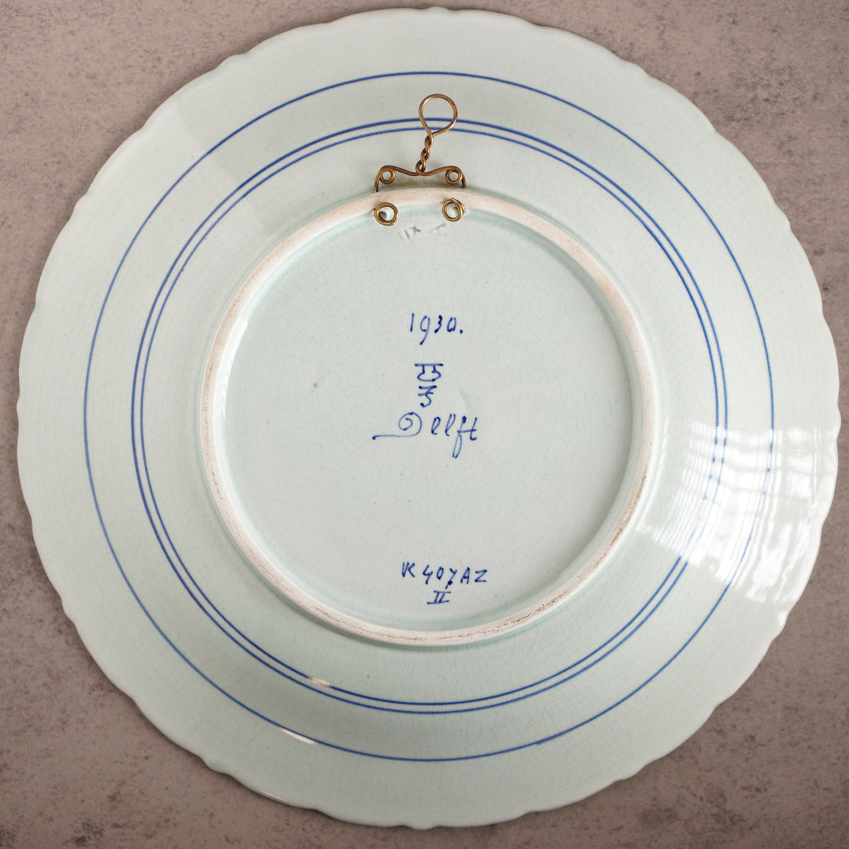 1930荷蘭De Porceleyne Fles正統Delft Blue手繪掛盤