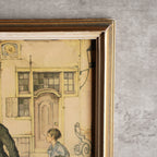 1960荷蘭Anton Pieck"老城區的鵝"印刷掛畫