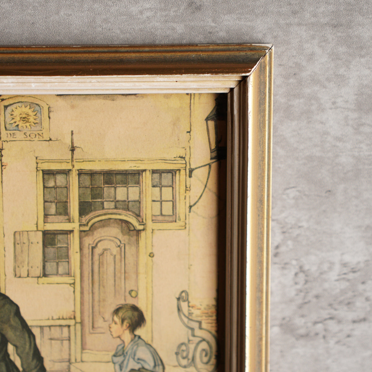 1960荷蘭Anton Pieck"老城區的鵝"印刷掛畫