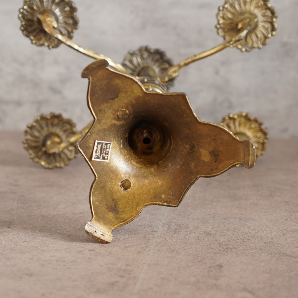 1950荷蘭巴洛克風格五臂鑄造燭台