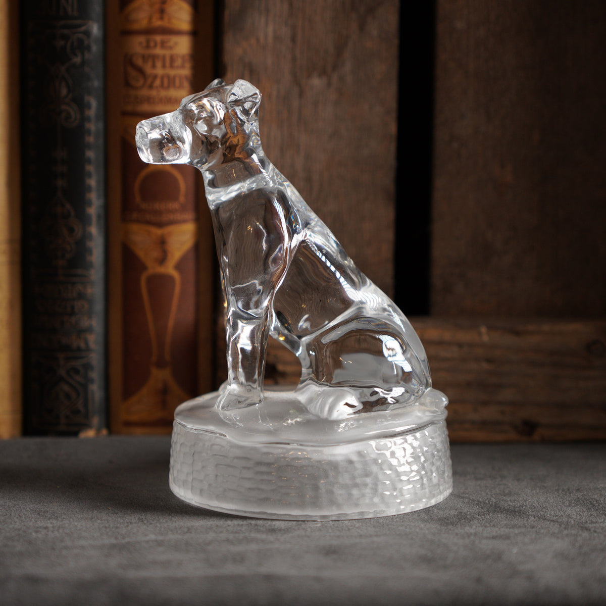 法國Cristal d’Arques梗犬造型水晶擺飾/紙鎮