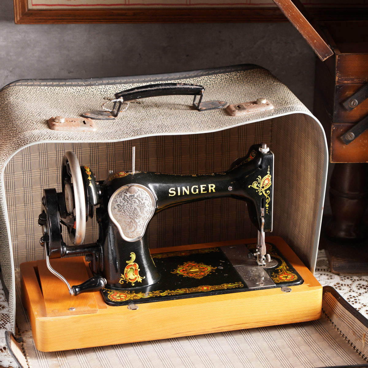 1938年Singer 128K手搖古董縫紉機