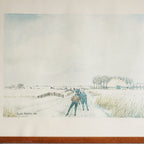 1987荷蘭Bauke Feenstra落款鄉村滑冰水彩畫