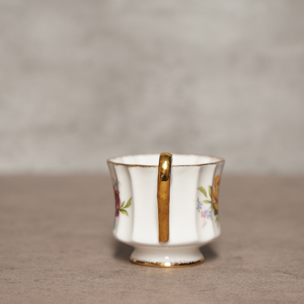 英國Melrosa雙色玫瑰骨瓷手工噴金茶杯/咖啡杯組