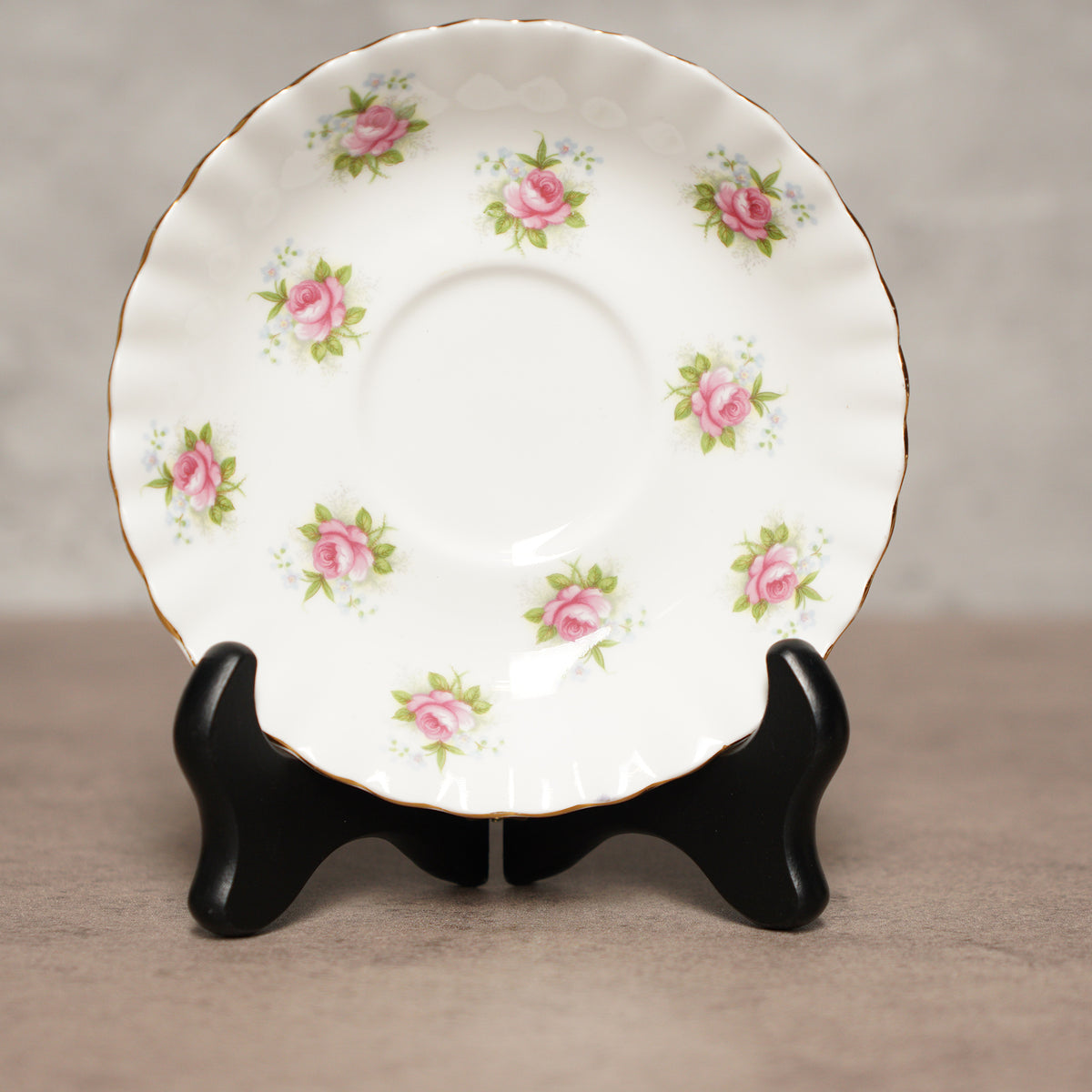 英國Royal Albert"勿忘我玫瑰"22k金His &amp; Hers骨瓷杯組