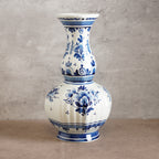 1940荷蘭Delft Blue風格半手繪壁爐花瓶三件組
