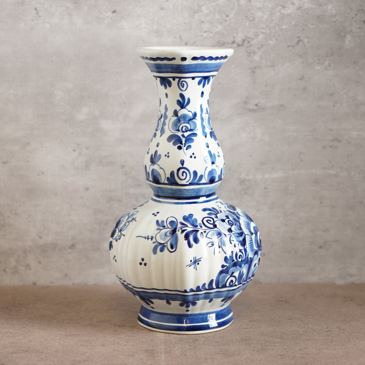 1940荷蘭Delft Blue風格半手繪壁爐花瓶三件組