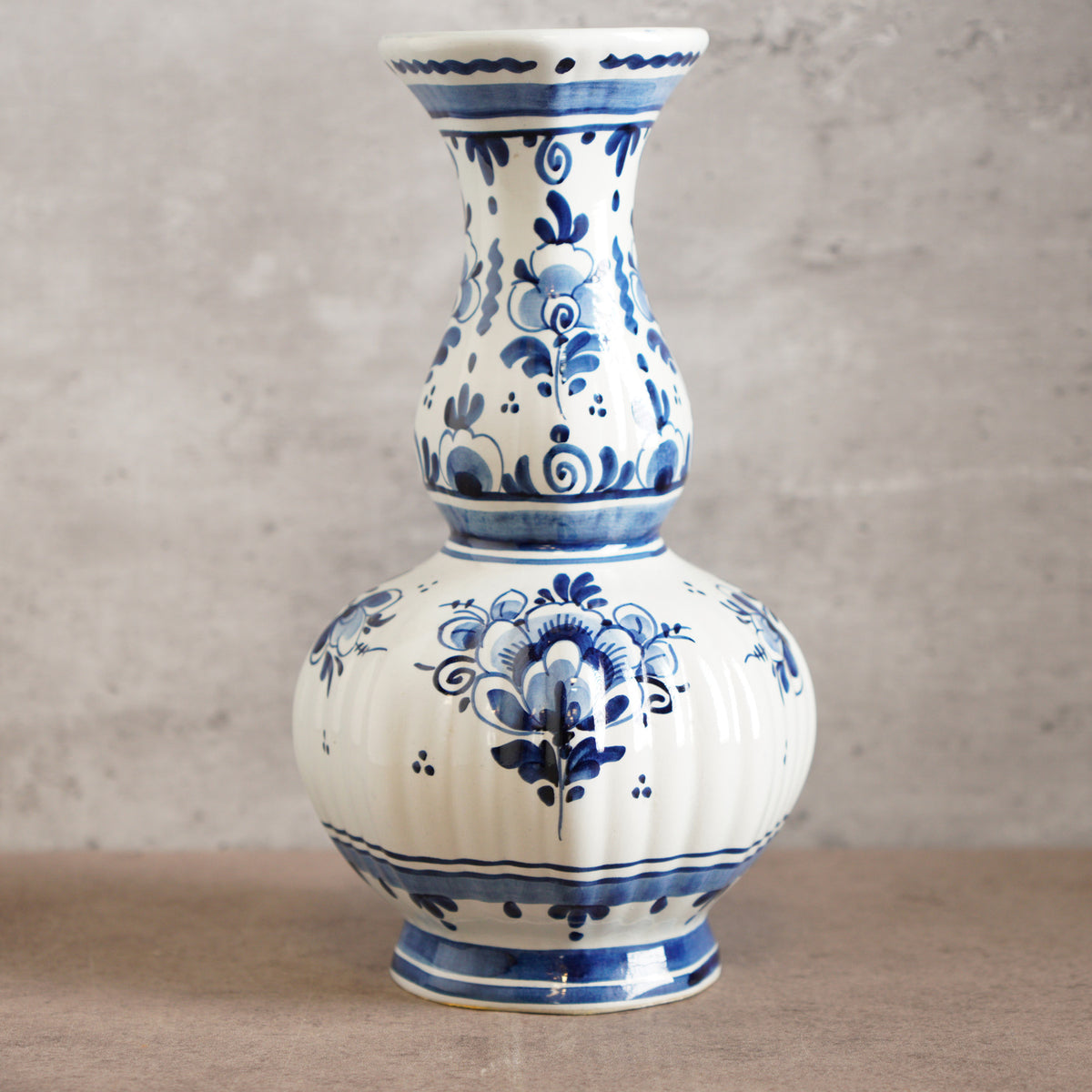 1940荷蘭Delft Blue風格半手繪壁爐花瓶三件組