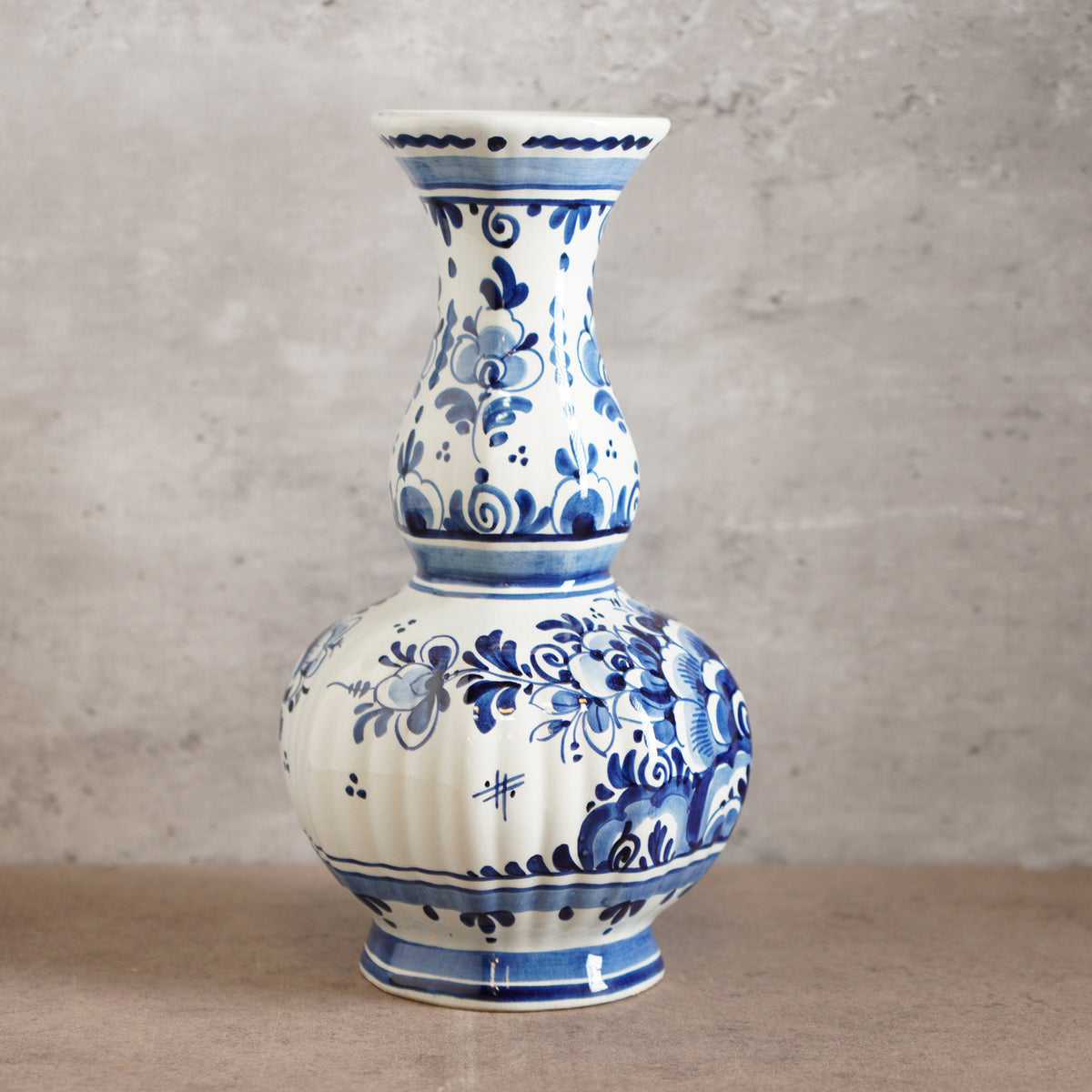 1940荷蘭Delft Blue風格半手繪壁爐花瓶三件組