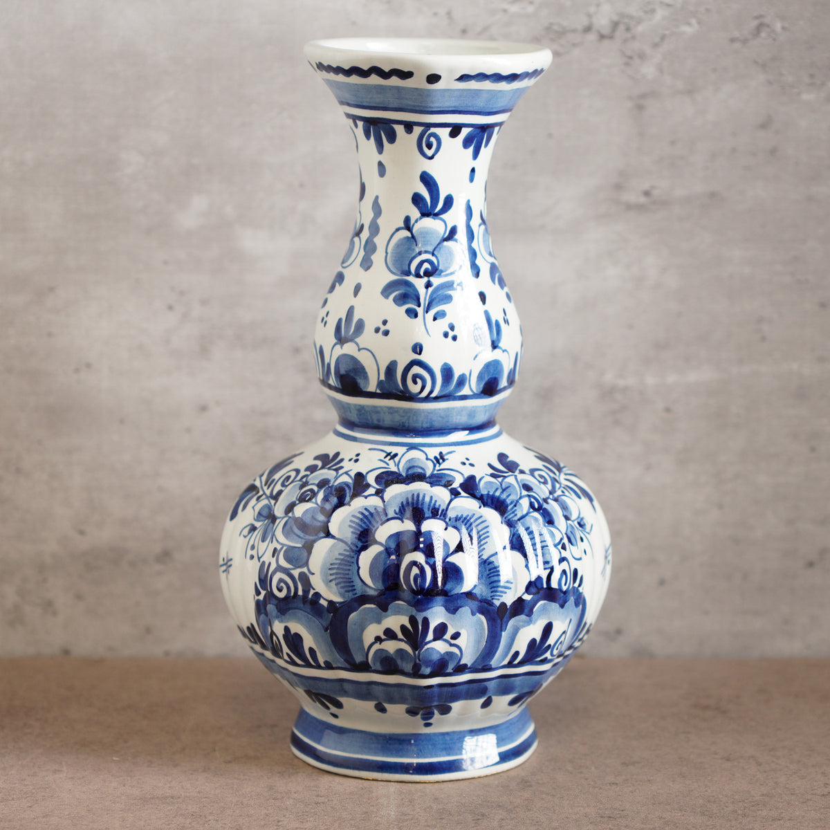 1940荷蘭Delft Blue風格半手繪壁爐花瓶三件組