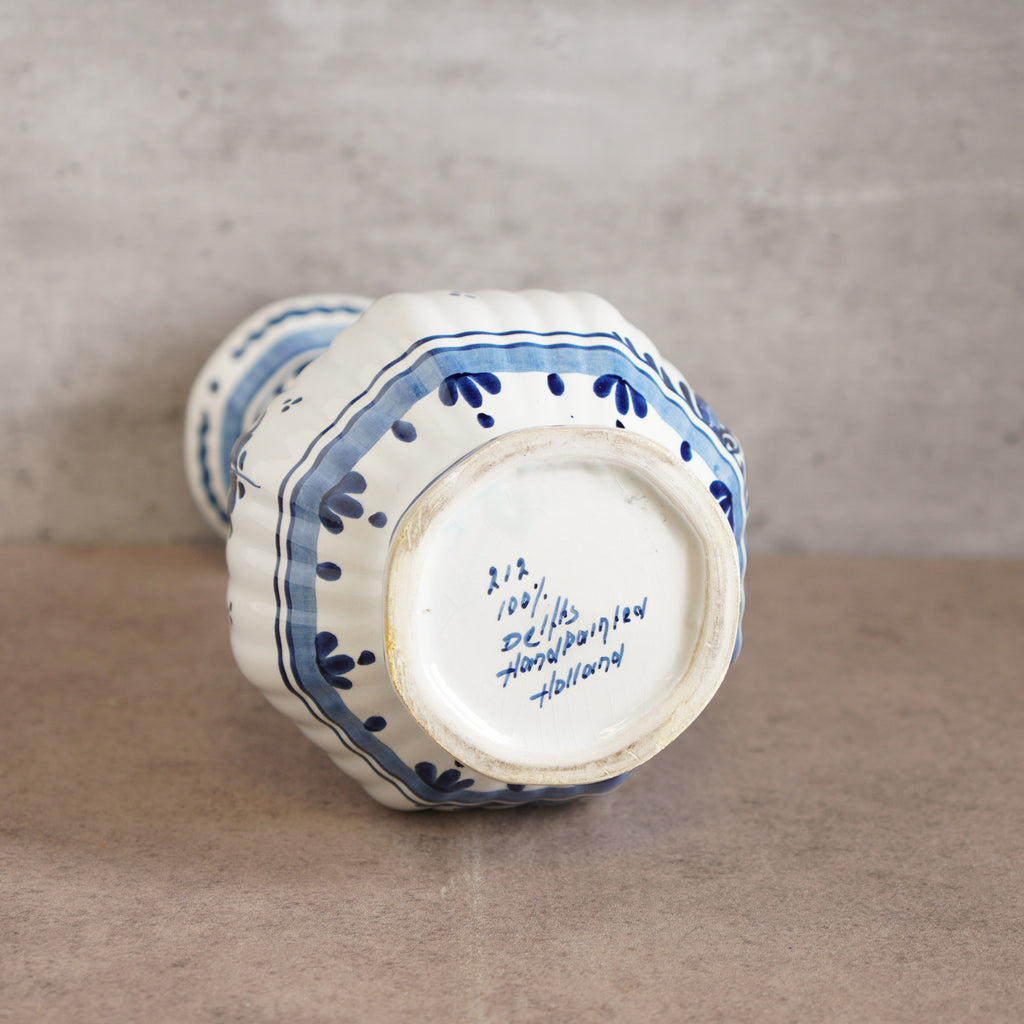 1940荷蘭Delft Blue風格半手繪壁爐花瓶三件組