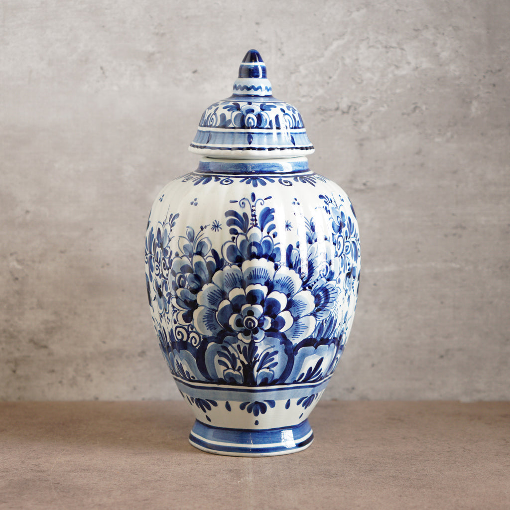 1940荷蘭Delft Blue風格半手繪壁爐花瓶三件組