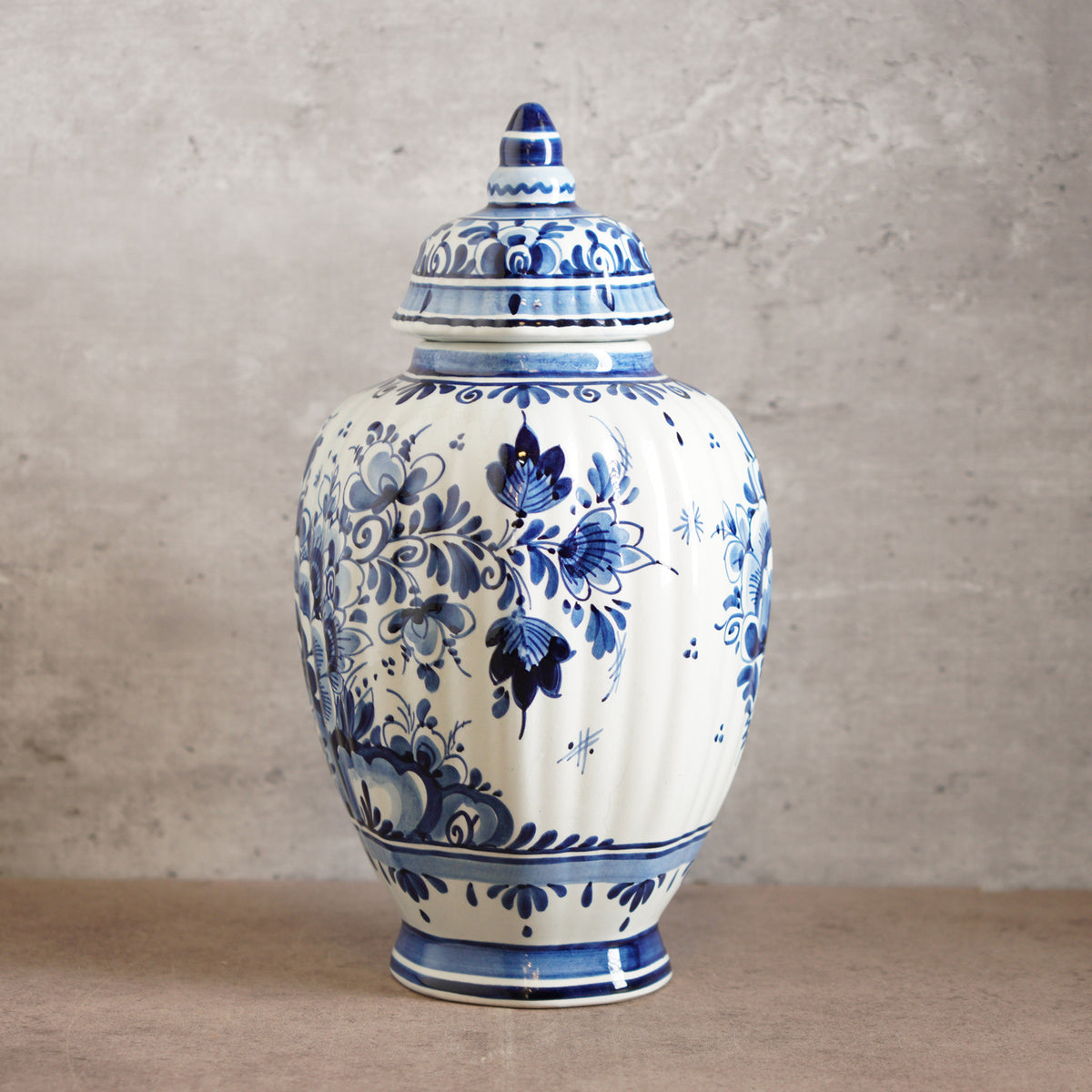 1940荷蘭Delft Blue風格半手繪壁爐花瓶三件組