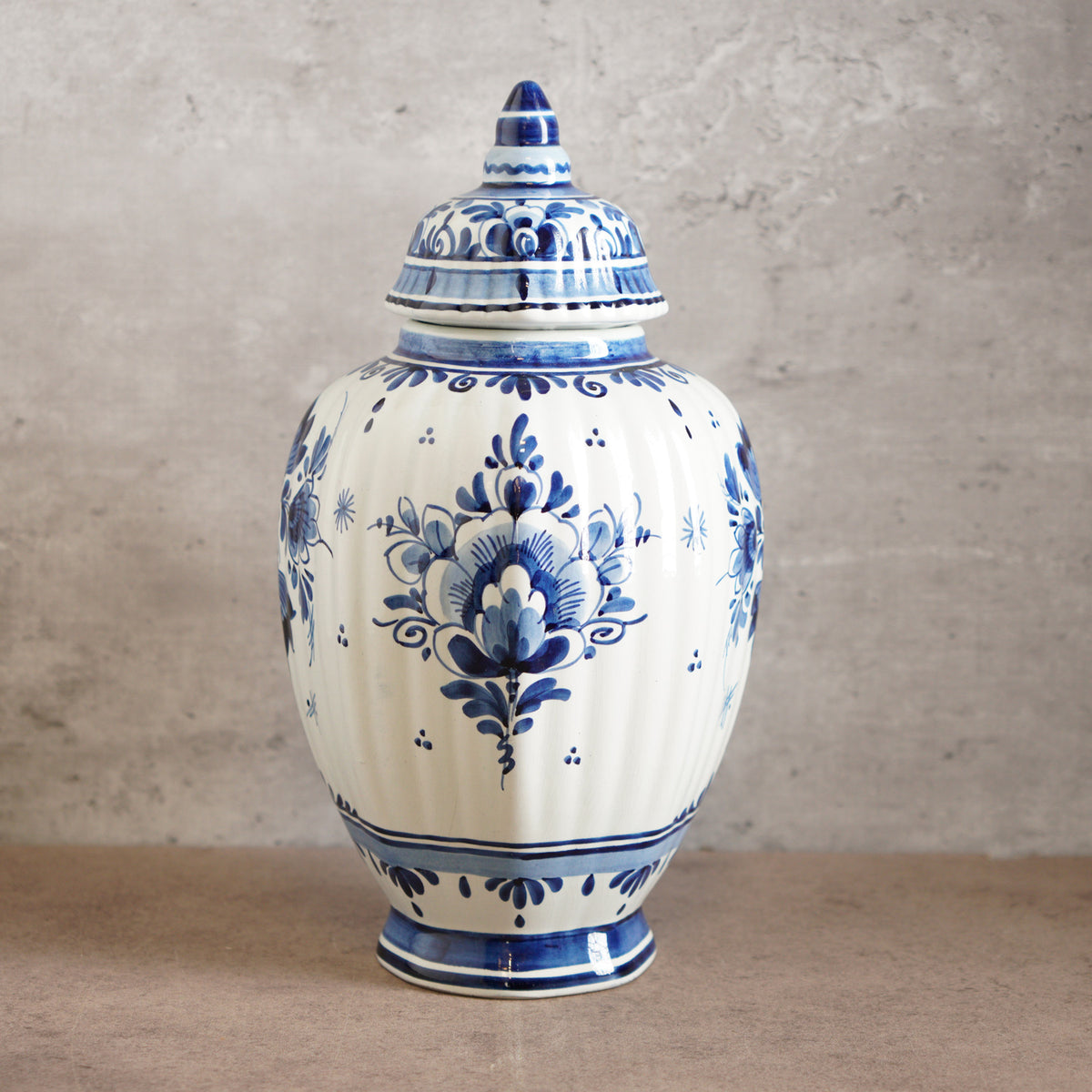 1940荷蘭Delft Blue風格半手繪壁爐花瓶三件組