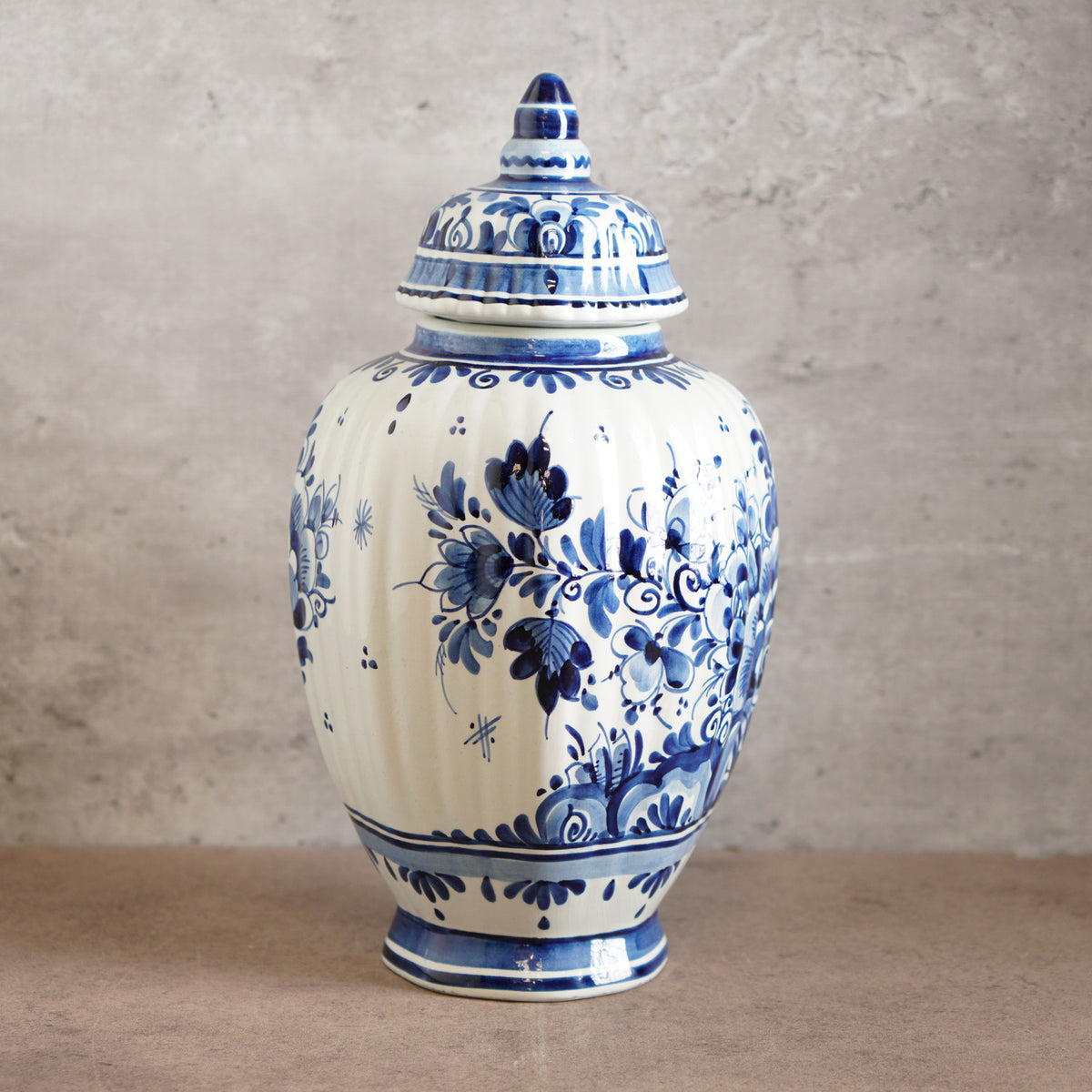 1940荷蘭Delft Blue風格半手繪壁爐花瓶三件組