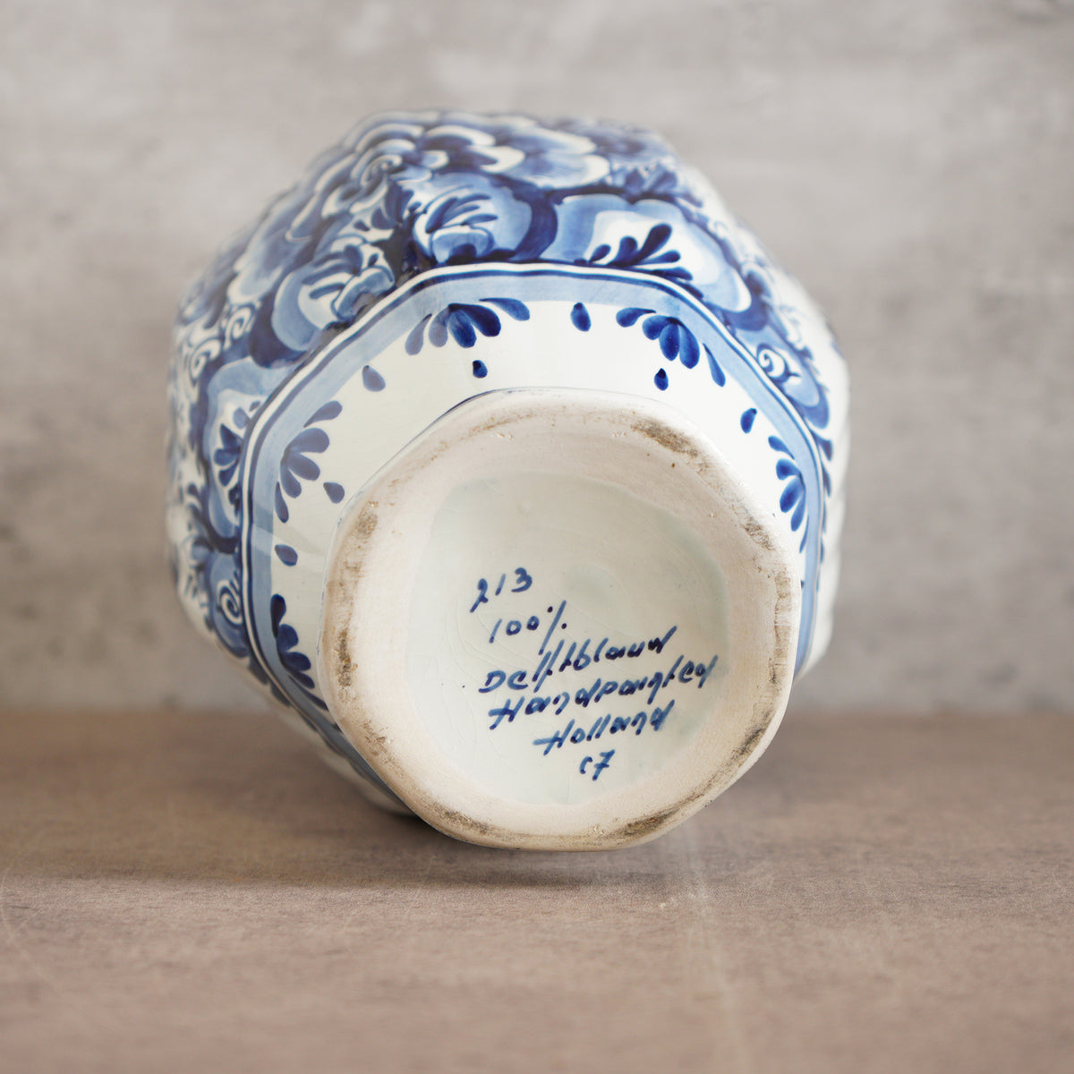 1940荷蘭Delft Blue風格半手繪壁爐花瓶三件組